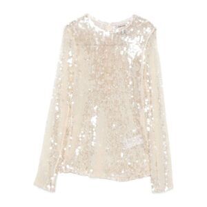 SEMICOUTURE Women's Long-Sleeve Sequin Top Women WHITE Sweaters & Knitwear